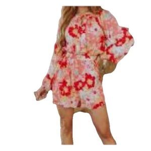 Emily Wonder‎ Floral Long Sleeve Romper, Large Cruise Wear
